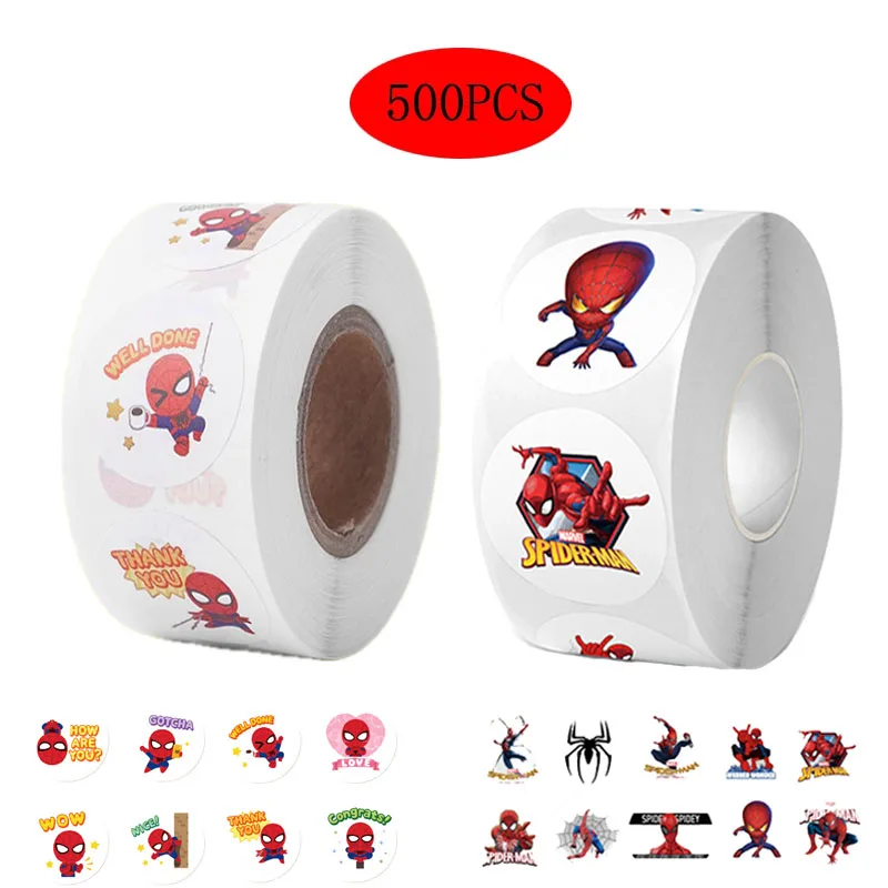 500PCS Cartoon Spider-man Stickers DIY Cute Anime Figure Image Children's Reward Envelope Sealing Decoration Toys Sticker Gifts