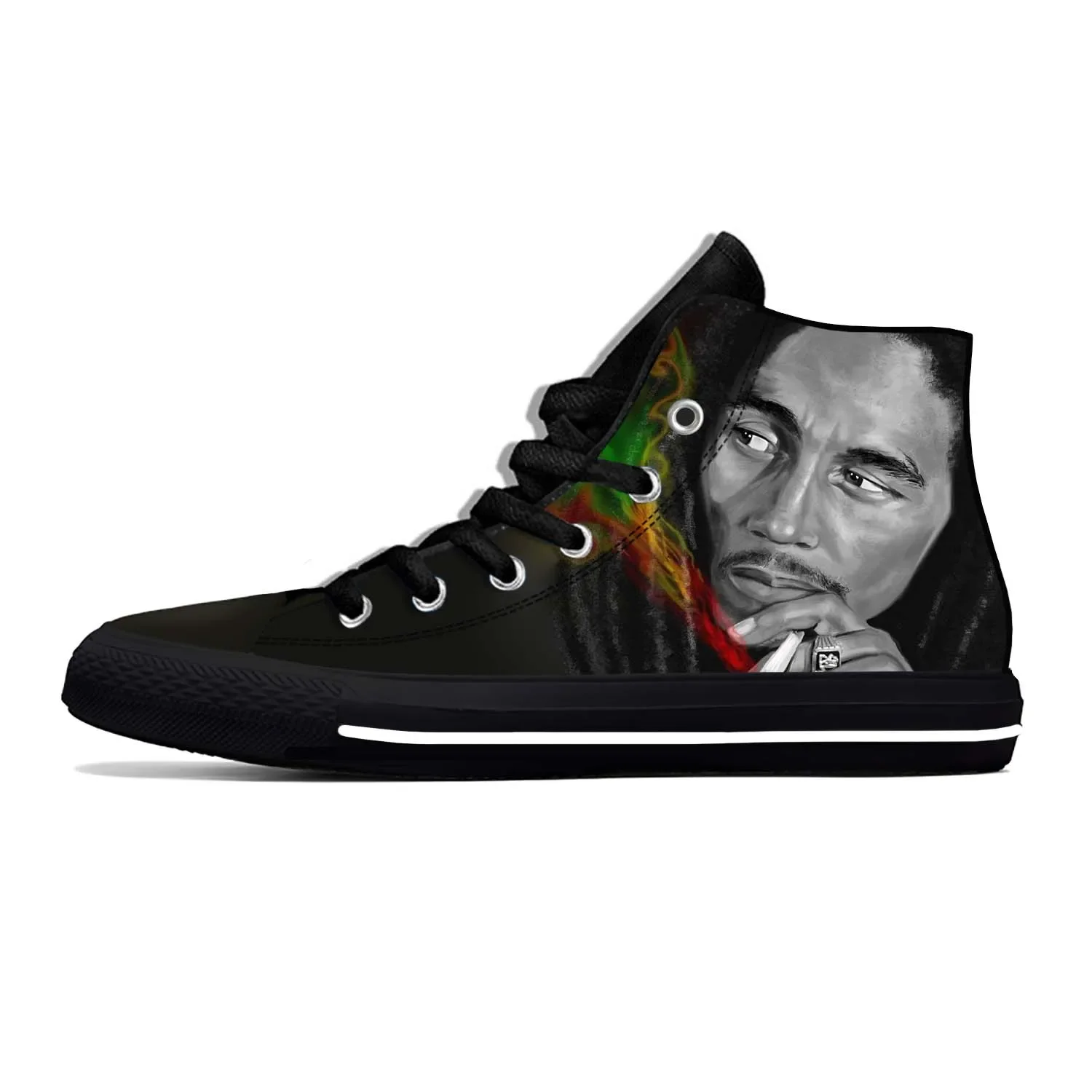 Legend Bob Marley Reggae Rasta Music Rock zapatos de tela informales a la moda, zapatillas cómodas transpirables con estampado 3D para hombre y mujer