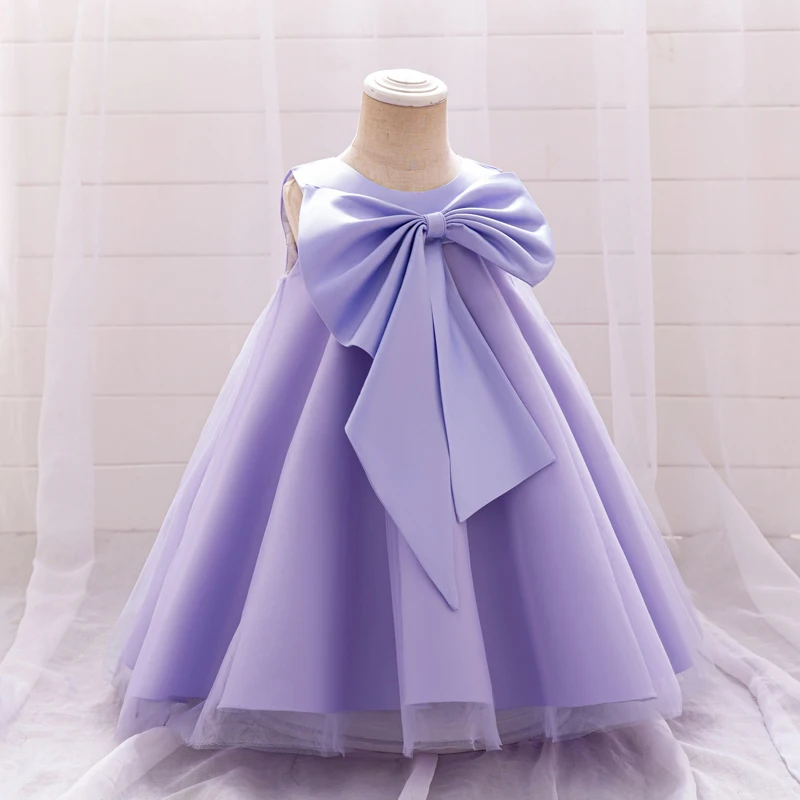 Big Bow Baby Girls Party Dresses Luxury Infant 1st Birthday Baptism Ball Gown Tulle Girl Princess Dress Toddler Summer Clothes