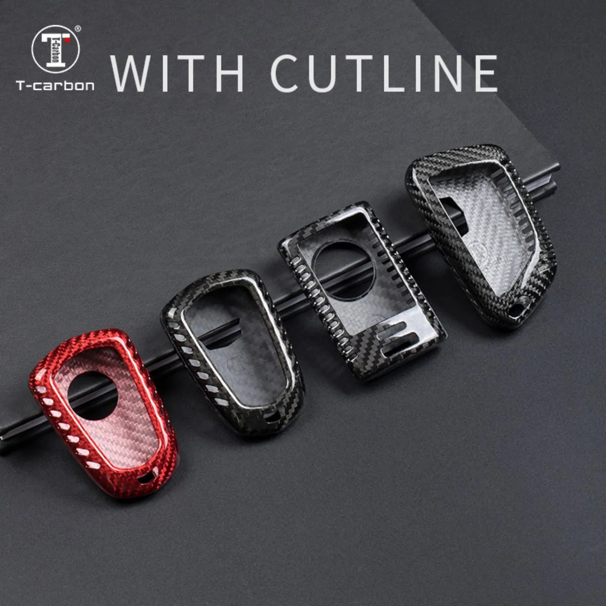 T-carbon Carbon Fiber Car Remote Key Case Cover For Cadillac ESV Escalade CTS XTS SRX ATS CT5 XT5 XT6 XLS 4 Button