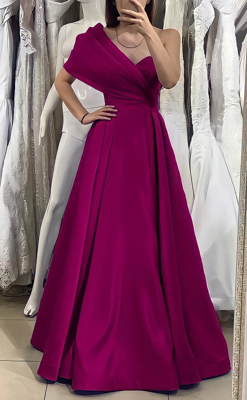 Satin One Shoulder Evening Dresses A-line Plain Sweetheart Formal Evening Dress Sleeveless Elegant Party Dresses For Women 2024