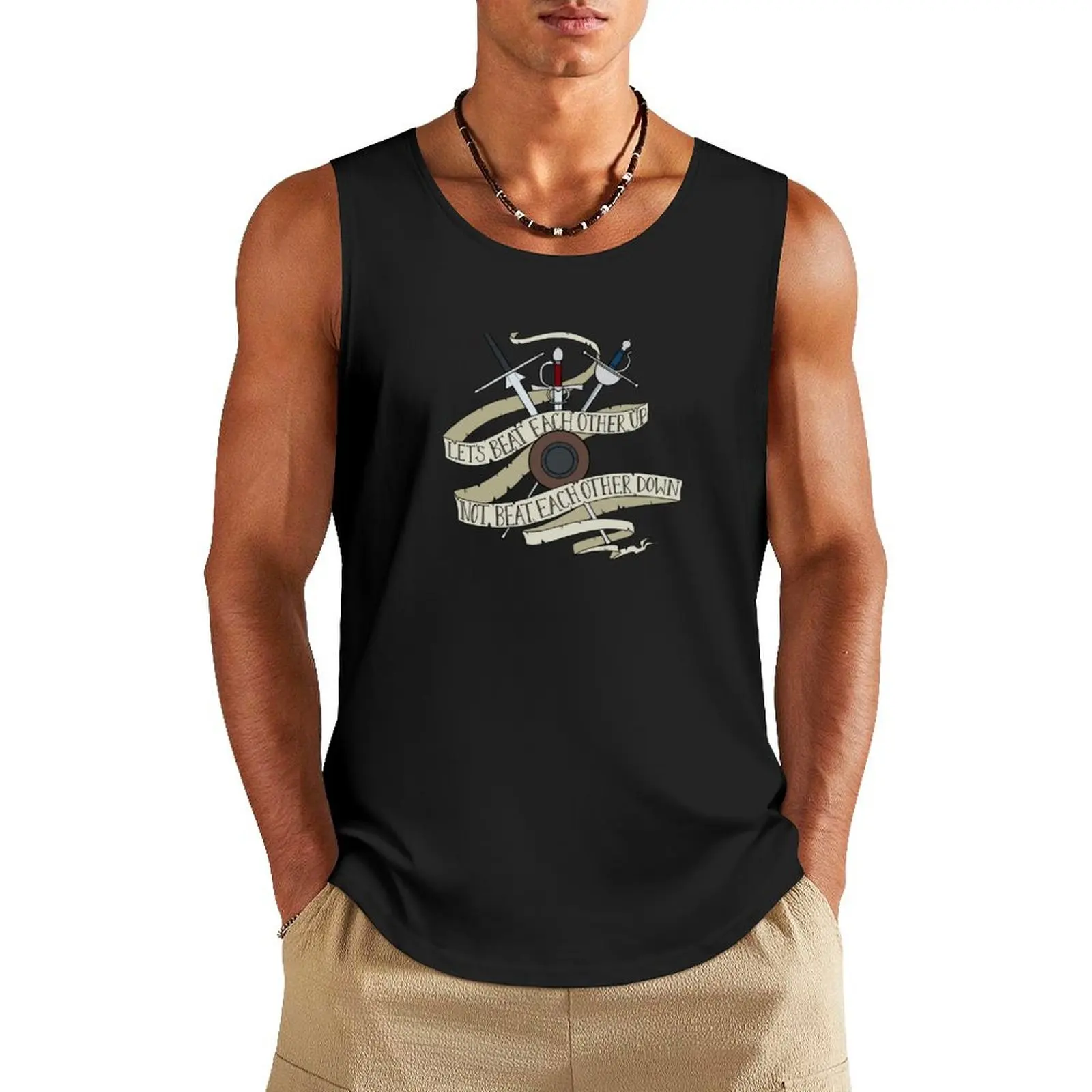 

Let's Beat Each Other Up, Not Beat Each Other Down Tank Top singlets for men Men's clothes