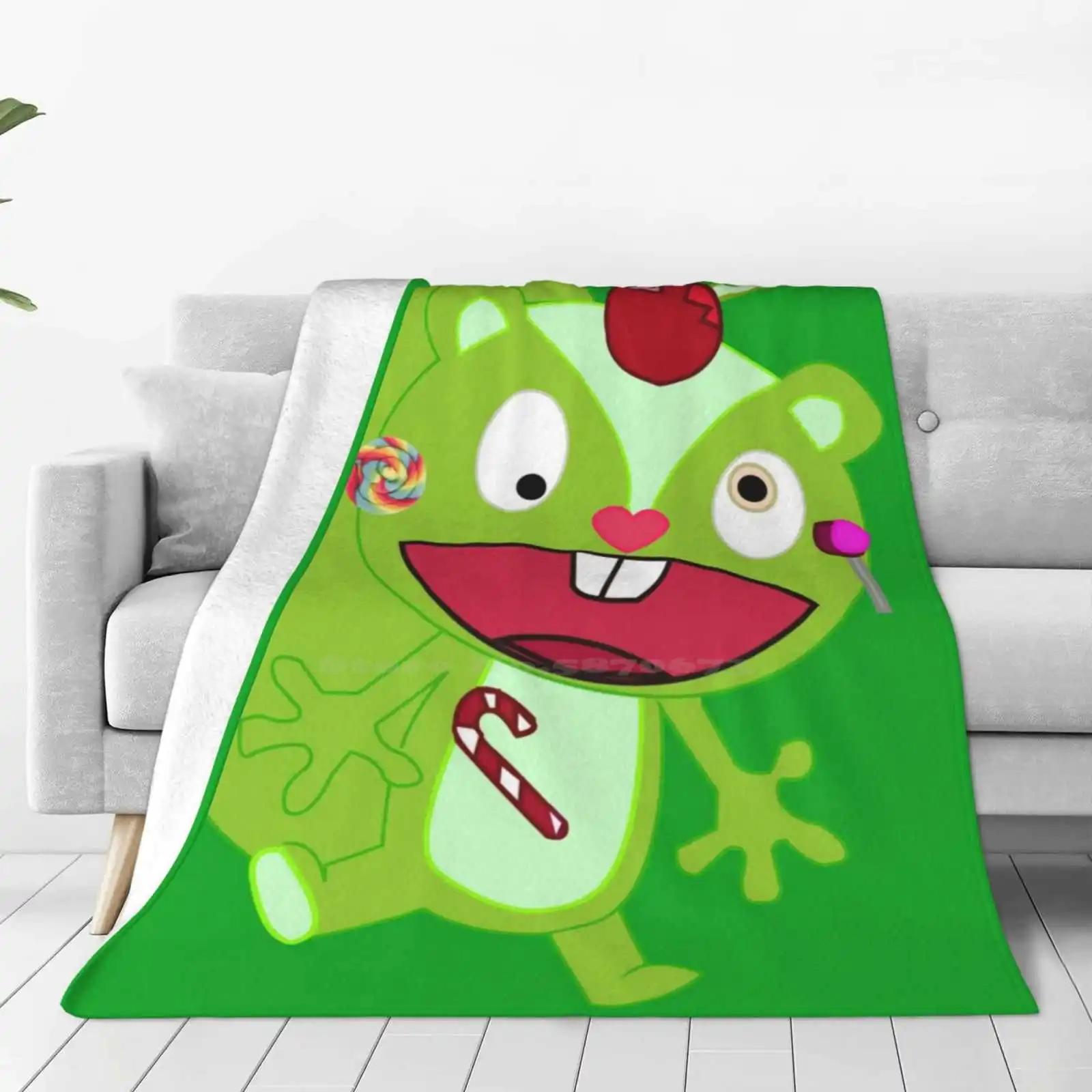 Nutty-Happy Tree Friends Soft Warm Throw Blanket Psychopath Animation Kids Nutty Happy Tree Friends Impostor Killer Chibi Lmao