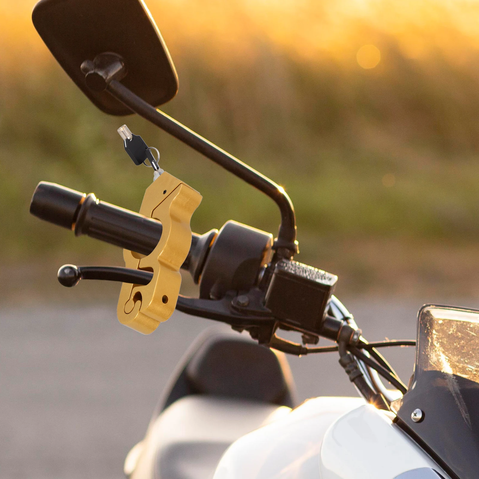 

Handlebar Lock Motorcycle Brake Scooter Throttle Aluminum Alloy Rotor Locking Security Golden Sturdy Material Craftsmanship