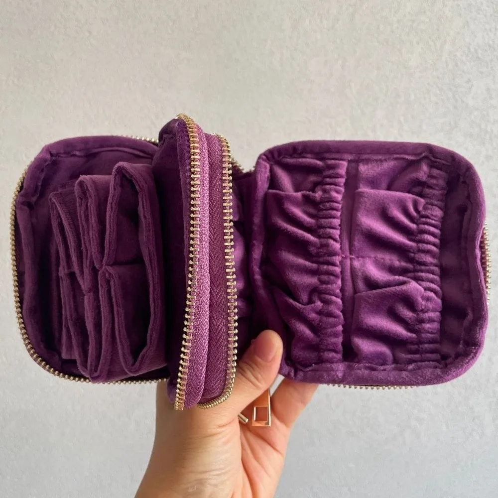 

Double Layer Jewelry Pouch for Travel Small with Separate Compartments Jewelry Organizer Soft Velvet Portable Jewelry Case