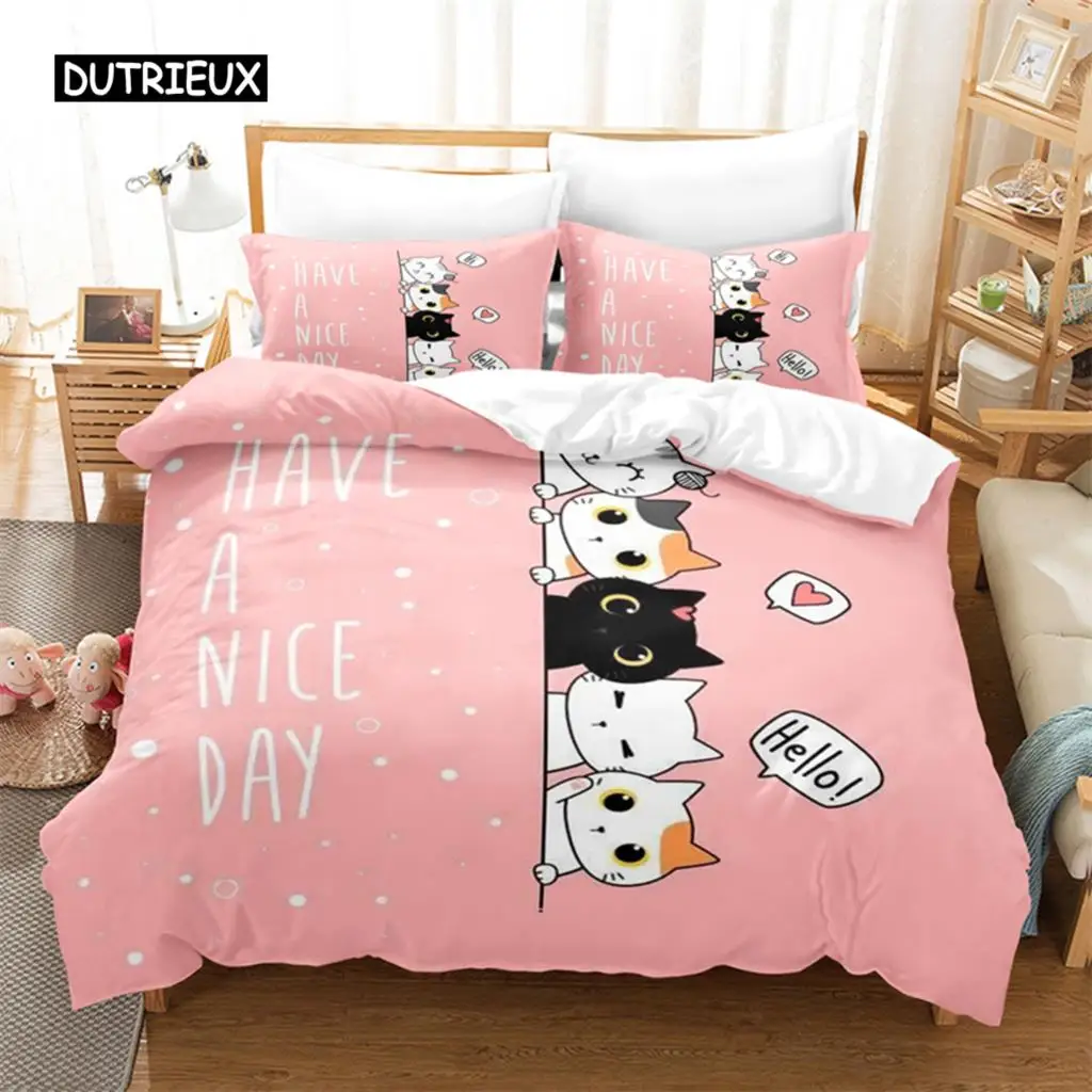 Cartoon Children's Cat Bedding Set Duvet Cover Set 3d Bedding Digital Printing Bed Linen Queen Size Bedding Set Fashion Design