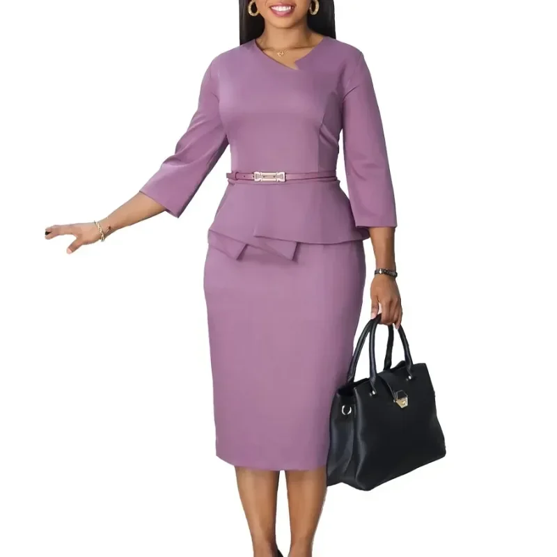 

Gowns African Dresses for Women Summer 2025 Elegant African 3/4 Sleeve Polyester Bodycon Dress Dashiki Africa Clothing Outfits
