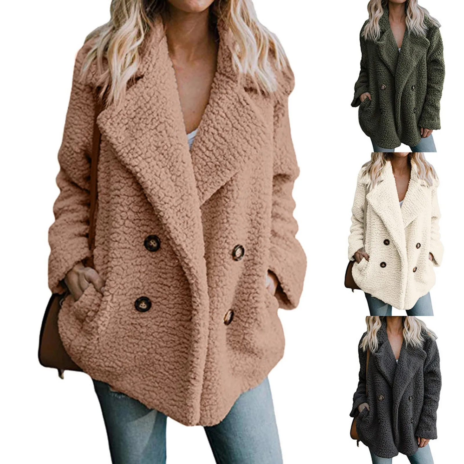 Women\'s Warm Jackets Outercoat Women Parka Coat Lapel Outwear Casual Winter Overcoat