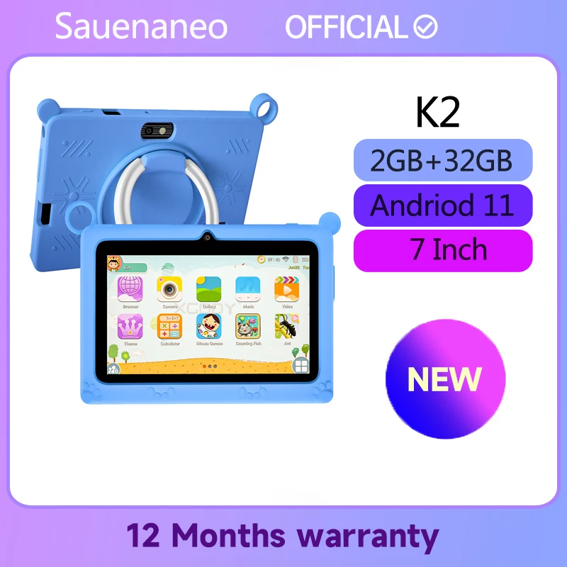 Tablet anak-anak HD 7 inci 1280x800 Android 11.0, Wifi, kamera 3MP, Tablet Google Play untuk anak-anak, hadiah 2GB 32GB