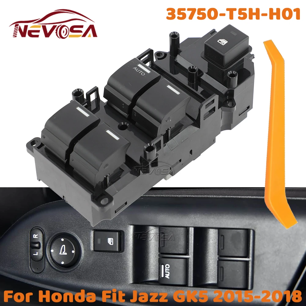 Glass Lift Button For Honda Fit Jazz GK5 2015 2016 2017 2018 Power Window Control Switch Front Left Auto Driver 35750T5HH01