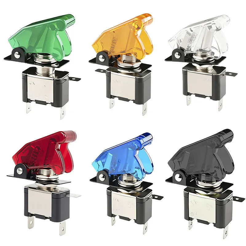 

5/20Sets Auto Car Boat Truck Illuminated Led Toggle Switch With Safety Aircraft Flip Up Cover Guard 12V20A transparent