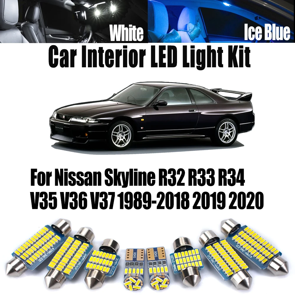 Canbus لنيسان أفق R32 R33 R34 V35 V36 V37 1989- 2020 LED الداخلية لوحة ترخيص ضوء القراءة لمبات عدة اكسسوارات السيارات #1