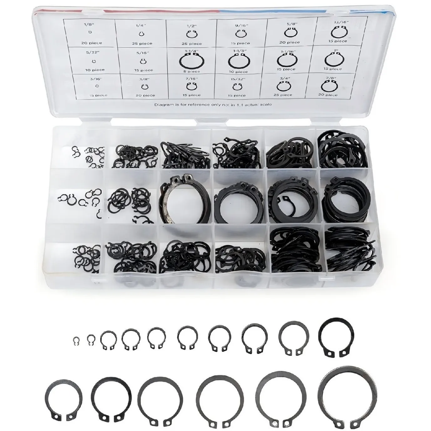 300PCS Retaining Ring Assortment Kit 18 Sizes 1/8 Inch to 1-1/4 Inch Hot Selling Cross Border