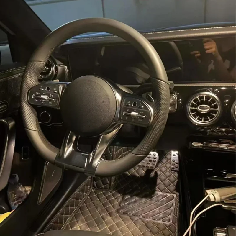 For Mercedes-Benz AMG models, genuine leather sports steering wheel modification and upgrade with multi-function button