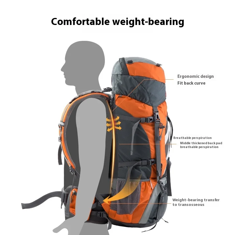 New 70L Mountaineering Bag Outdoor Large Capacity 70-Liter Hiking Backpack Men Or Women Camping Light Backpack Outdoor Equipment