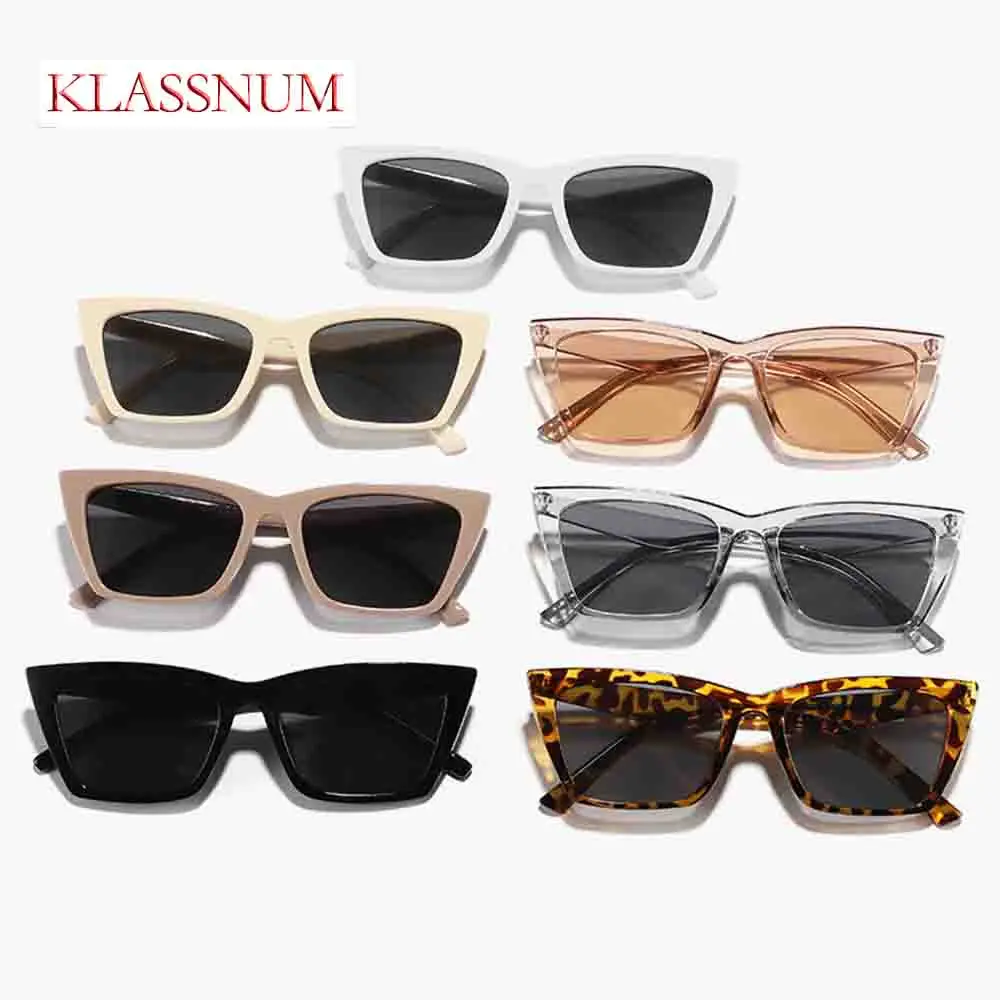 

KLASSNUM 2026 Fashion Large Frame Cat's Eye Sunglasses Woman Sunscreen Shades Thick legs Goggle UV400 Traveling Sun