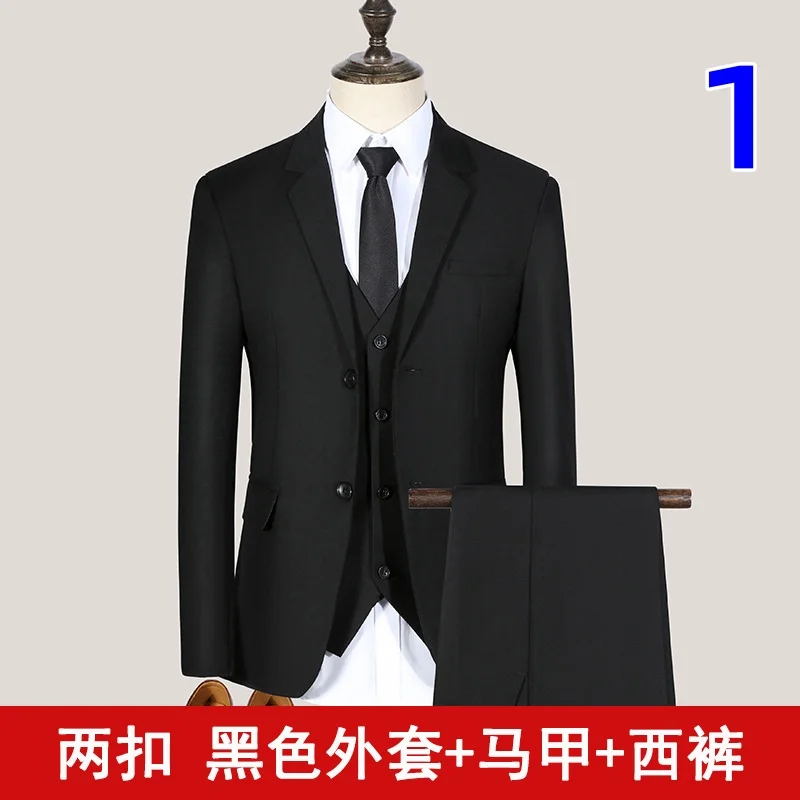 T2020 men\'s suit groom wedding suit dress Korean version business casual professional double-breasted formal suit men