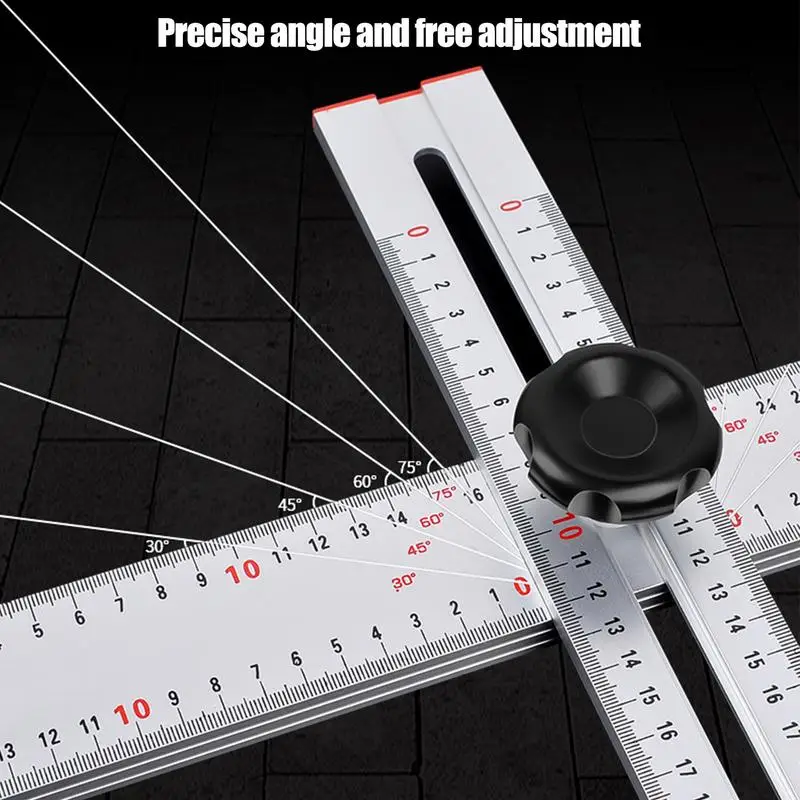 Woodworking 2-in-1 Punching Positioning Ruler T-Shaped Ruler Multifunctional Angle Ruler Aluminum Alloy Marking Measuring Tool