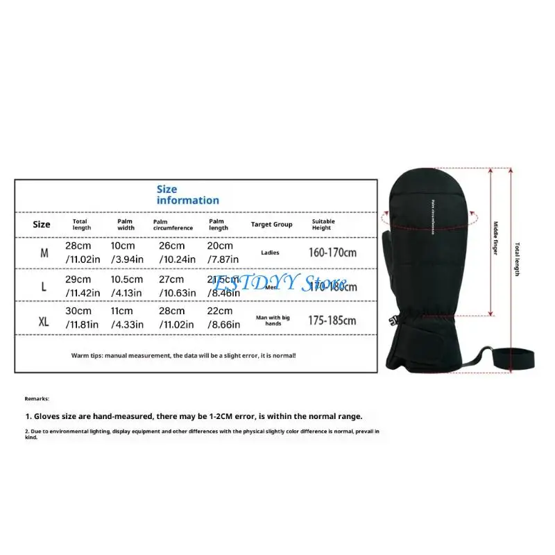 G6DE قفازات التزلج الطقس البارد مع بطانة حرارية سميكة مقاوم للماء يندبروف قفازات الشتاء الدافئة للرجال النساء التزلج الدراجات