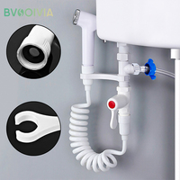 BVSOIVIA Portable ABS Bidet Sprayer Set Handheld Toilet Bidet Retractable Spring Hose Adapter Free Bracket Switch Cleaning Tool