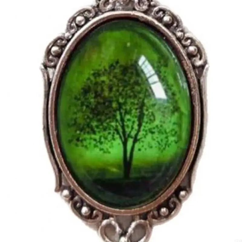 Emeral Pendant Necklace with Tree Detail for Everyday Outfits and Gift Giving