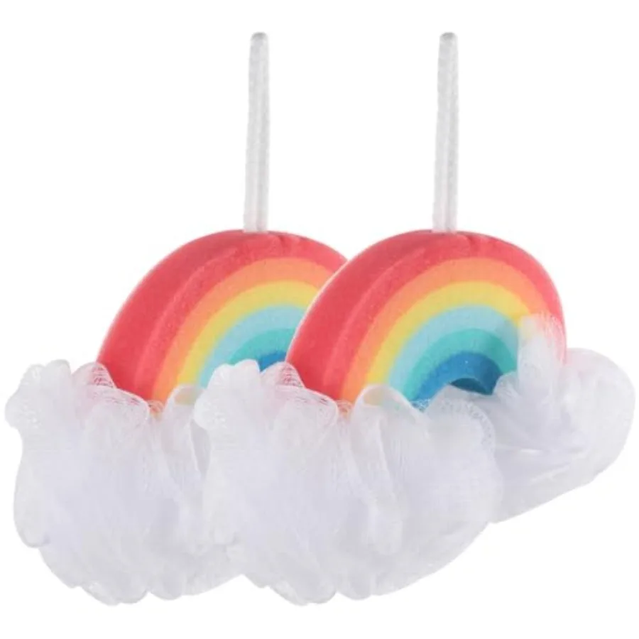 

2pcs Rainbow Bath Sponge Bathing Loofahs Exfoliating Sponge Puff Exfoliating Body Brush Luffa Colorful Shower Loofahs Bathing B