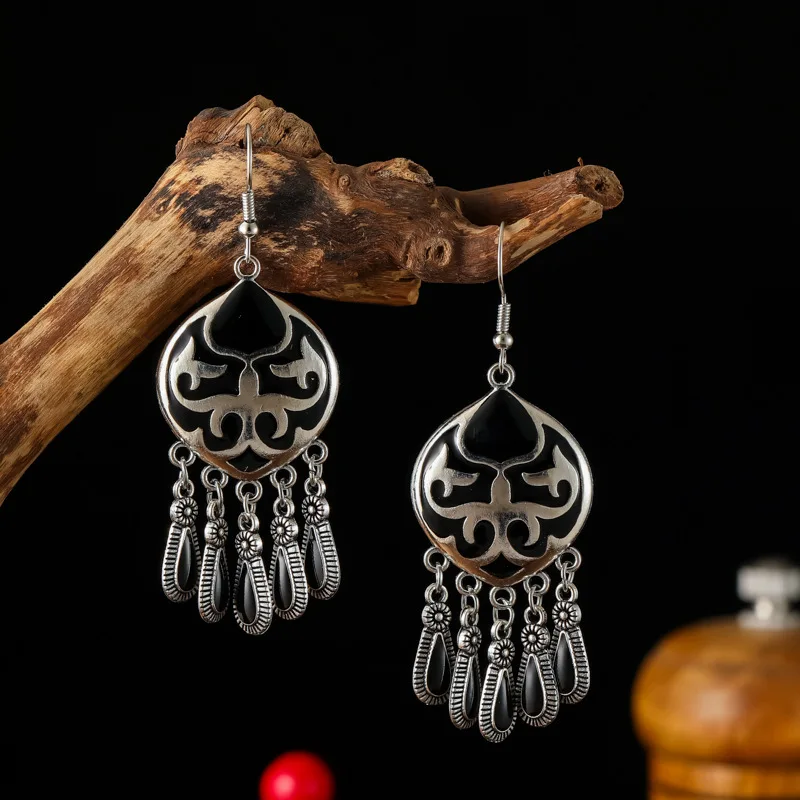 Neue ethnische Feuer Totem Ohrringe für Frauen kreatives Design kurzen Stil Emaille Vintage Wasser tropfen Ohrringe Party täglichen Schmuck – Detail 13