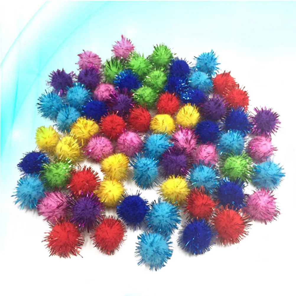 

200pcs Assorted Sparkle Glitter Pom Poms Balls for Craft Kids DIY Accessories 30mm Tinsel Pom Pom Balls