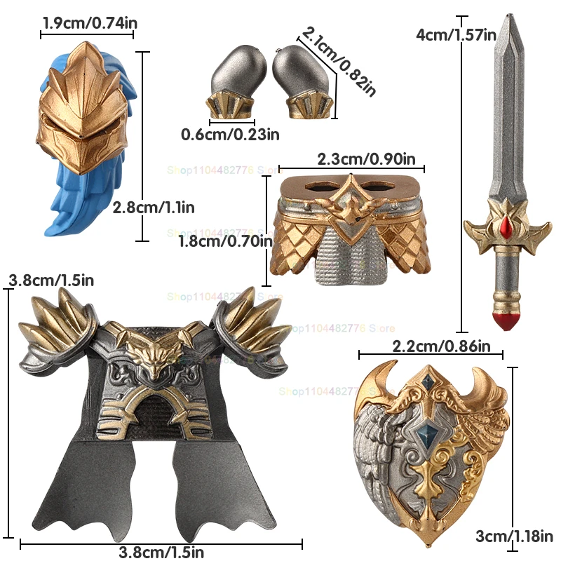 

Игровая серия, доспехи, щиты, меч, экшн-фигурка, модели средневекового рыцаря, строительные блоки, кирпичи, аксессуары, игрушки, подарки на день рождения для детей