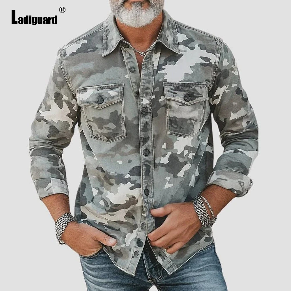Men Long Sleeves Basic Shirt Clothing 2026 Europe Fashion Camouflage Tops Blouse Plus Size Mens Classic Tactics Shirts Hommes