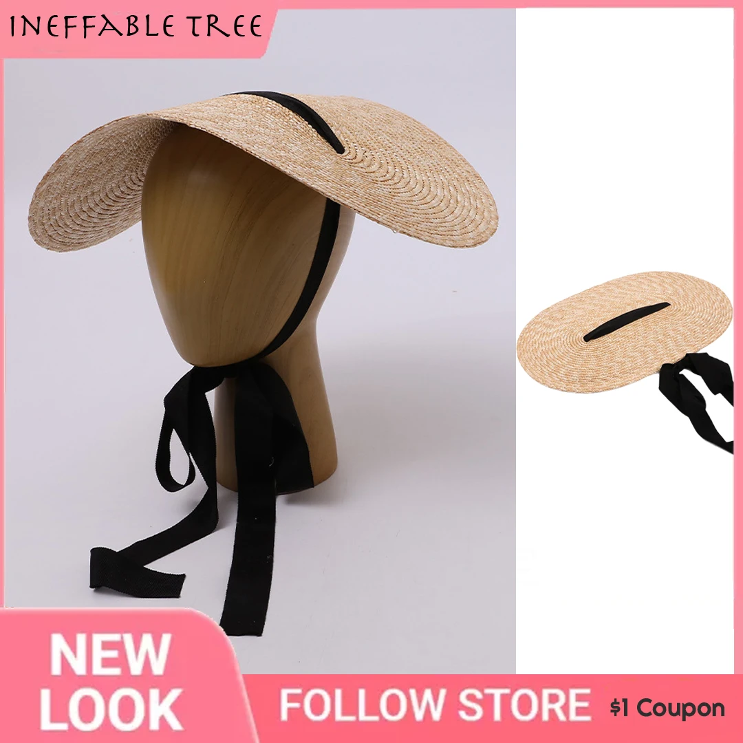 INS Summer Hand Woven with Strap Straw Hats for Woman Big Brim Wheat Straw Sun Protection Modeling Enchanting Garden Cap Gorra