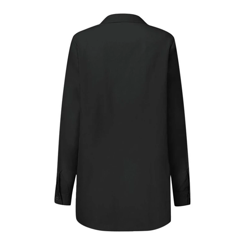 Blusa asimétrica con cordones para mujer, camisa informal de manga larga con botones, Túnica de trabajo, 2024