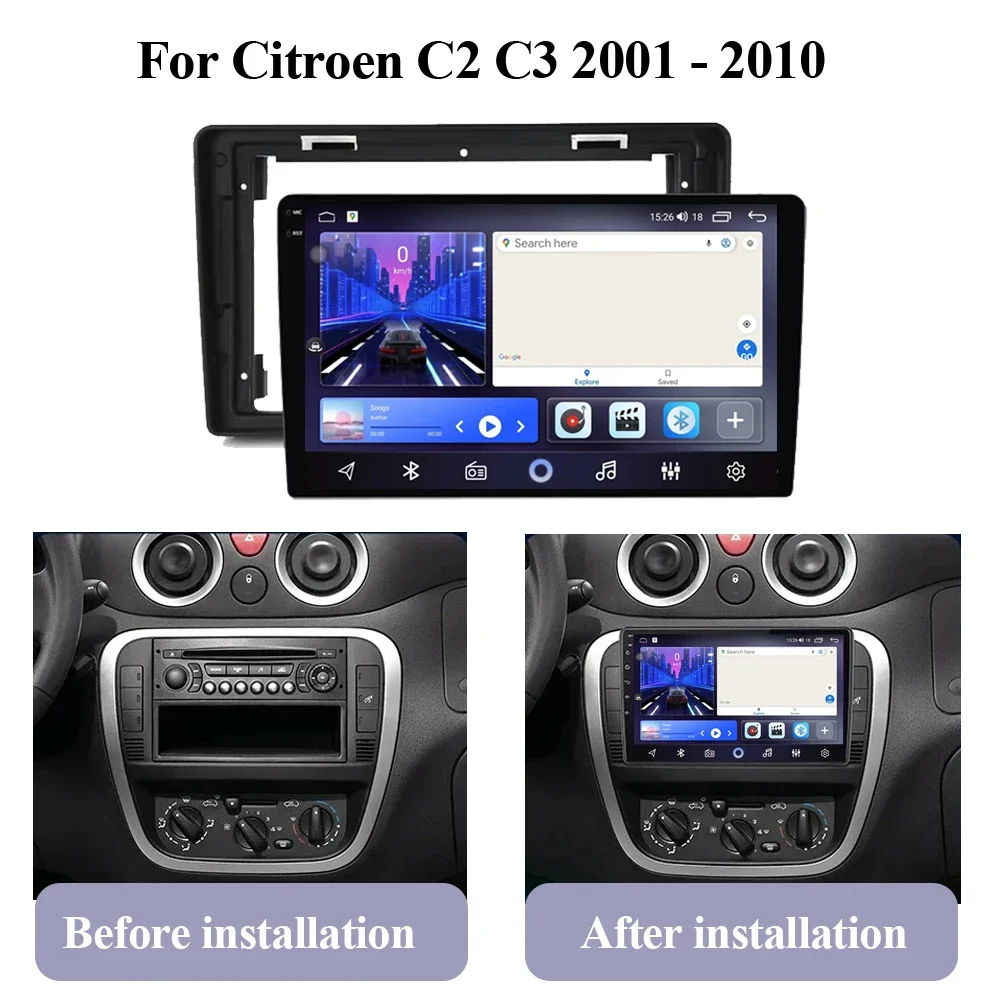 Car Radio Android Auto Carplay For Citroen C2 C3 2001 2002 2003 - 2010 Stereo Navigation GPS Multimedia Player No 2din DSP Video