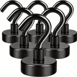 6Pcs Strong Magnetic Hooks Punch-Free Wall Magnet Hook for Keys Coat Hanging Hanger Kitchen Fridge Bathroom Office Organizer