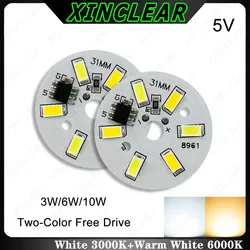 10pcs LED Light Board 3W 6W 10W Warm White 5V Two Color SMD 2835 5730 Lamp Beads Plate Direct USB For DIY Spotlight Downlight