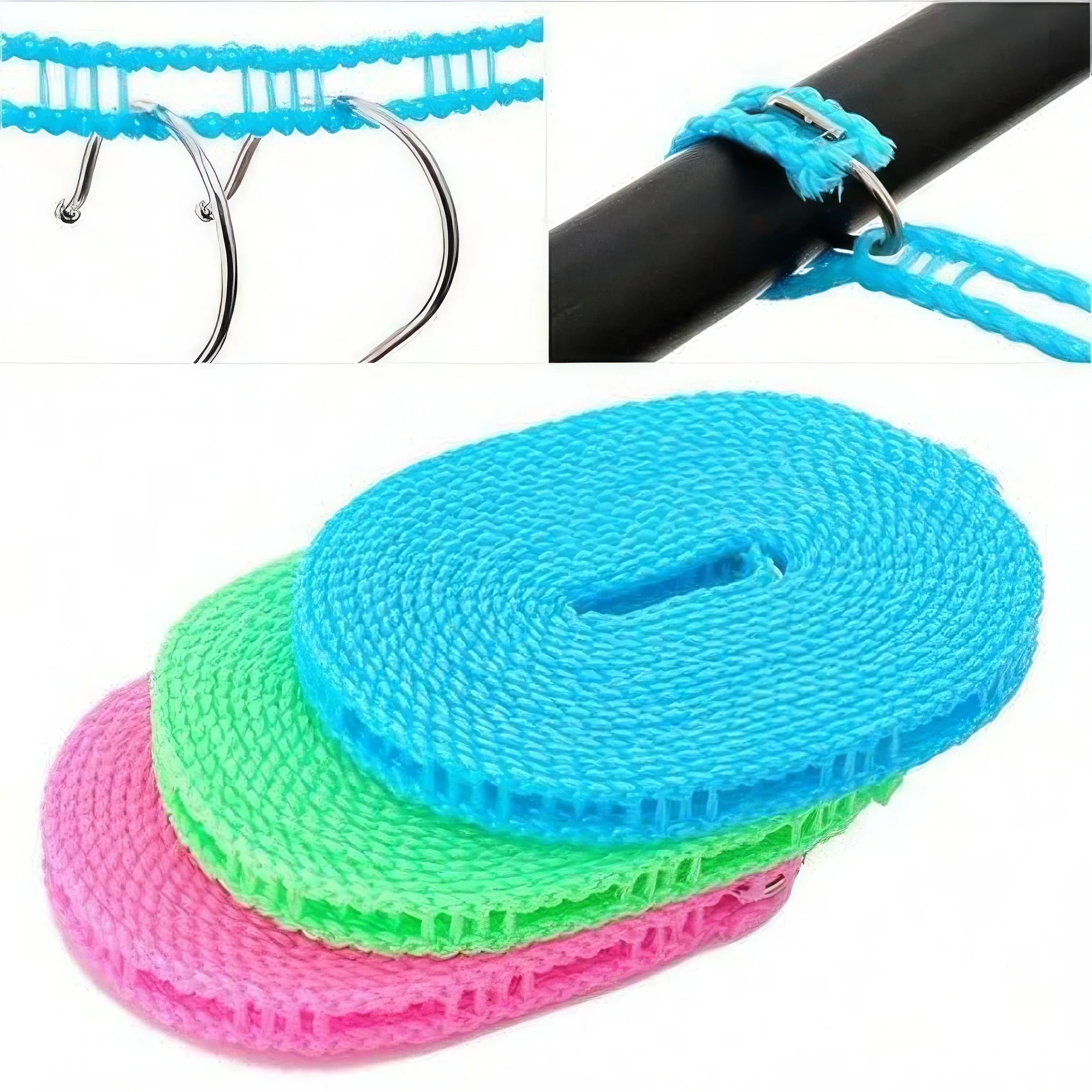 1 Practical Blue Portable Clothesline, Windproof and Adjustable, Suitable for Balcony and Dormitory Use - Detail 1