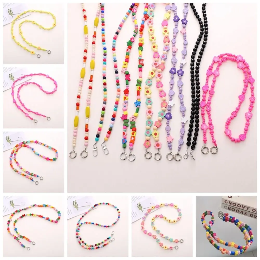 Crossbody Mobile Phone Lanyard Crossbody Cellphone Lanyard Colored Irregular Mobile Phone Beaded Long Chain Universal Anti Loss