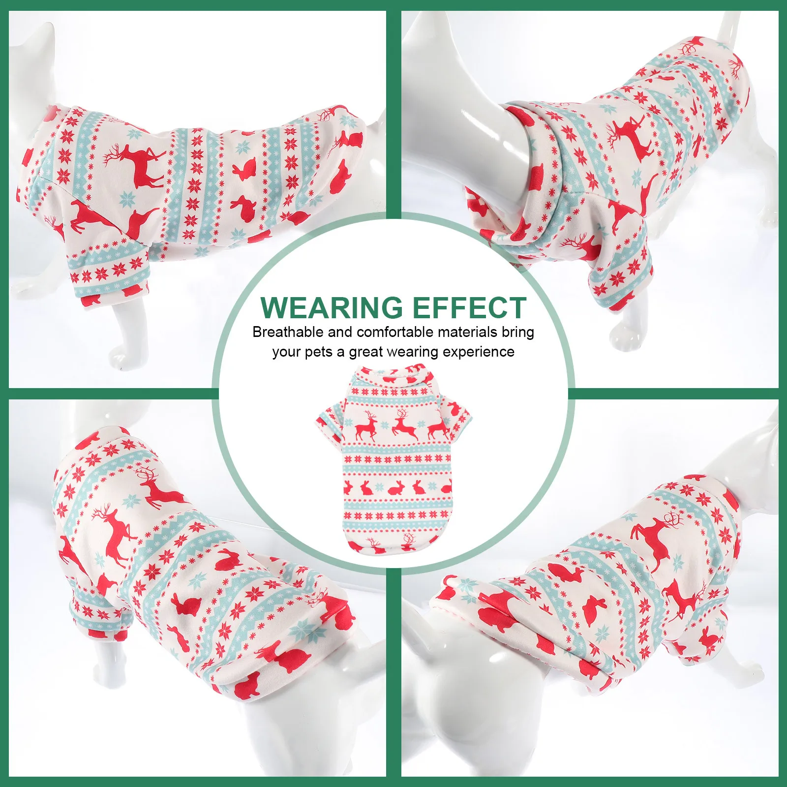 

Dog Apparel Christmas Costume Elk Pattern Breathable Skinfriendly Suitable for Small Dogs Pet Christmas Costume