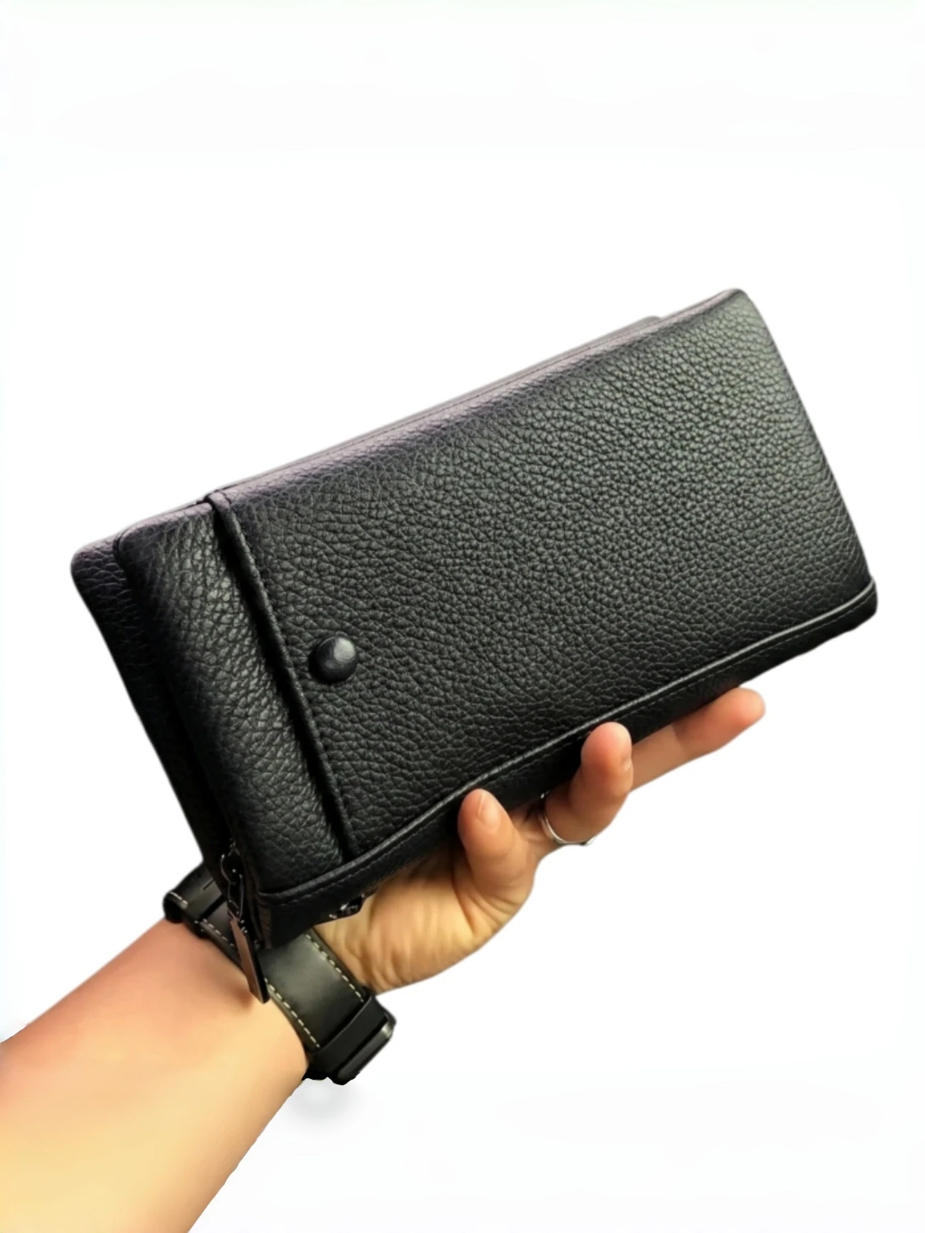 

Men's Vintage PU Leather Long Wallet, Zipper Wristlet Clutch Purse with Detachable Wrist Strap, Multi-Layer Card Slots Holder