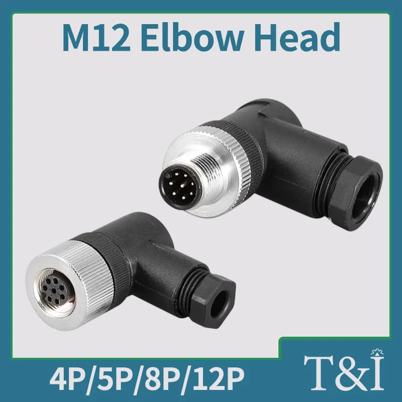 

5/10/20Pcs M12 Elbow Head Sensor Connector 4/5/8/12Pin Male & Female Waterproof Aviation Plug & Socket Threaded Coupling Type A