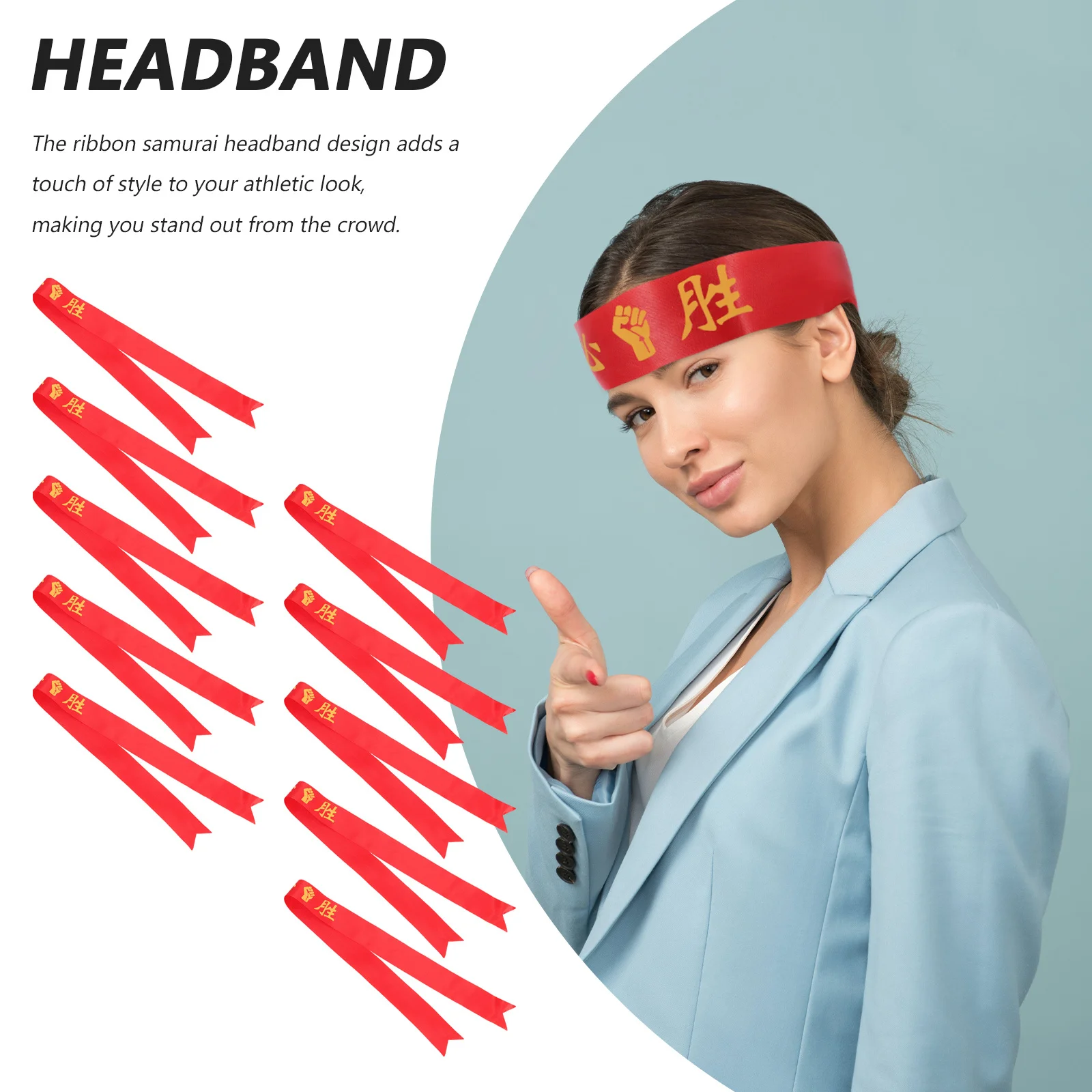 

10Pcs Victory Headband Ribbon Sports Game Training Head Strap Breathable Elastic Sports Accessory