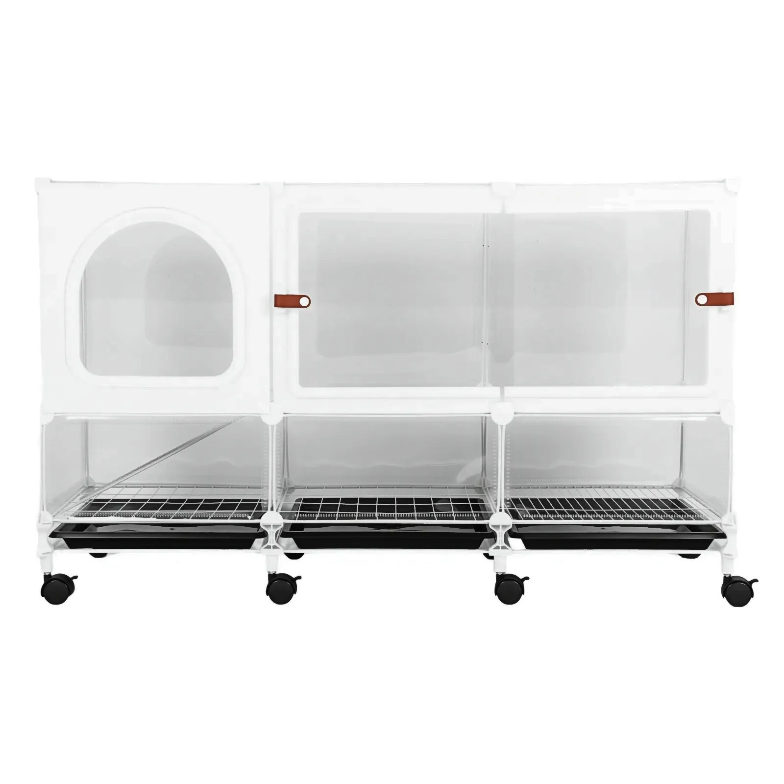 

Двухуровневая металлическая клетка для разведения кроликов с выдвижным поддоном и прозрачной панелью, 105x35x66 см, для шиншилл, белок, ежей