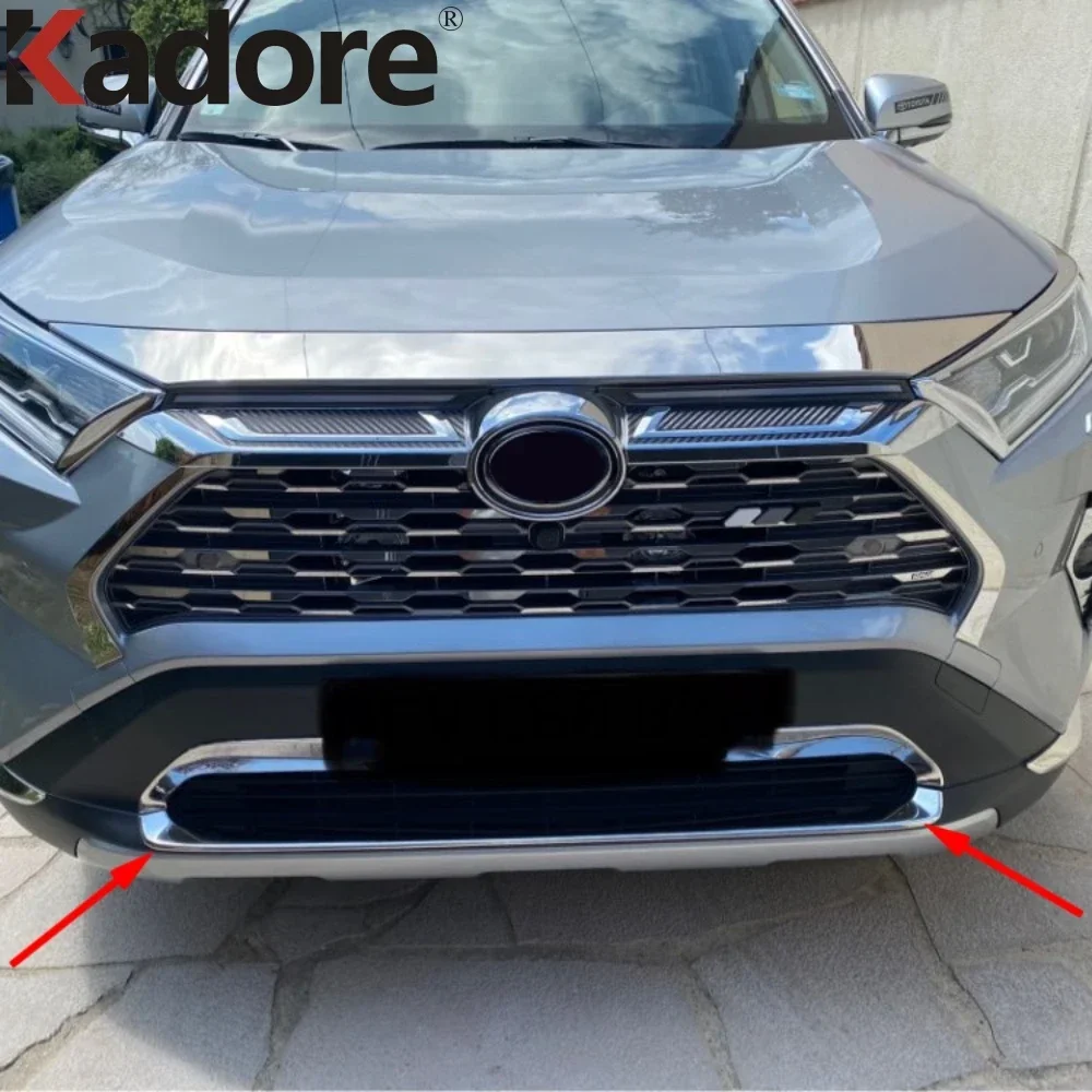 Front Bottom Bumper Grille Cover Trim For Toyota RAV4 RAV 4 2019-2021 2022 2023 2024 Car Head Grills Molding Strip Accessories