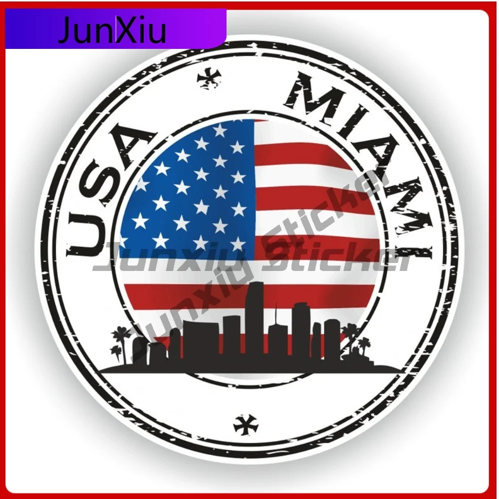 

USA Miami United States Seal Sticker Round Flag Personalized Vinyl Decal Waterproof Decor for Motorcycle SUV Rear Windshield