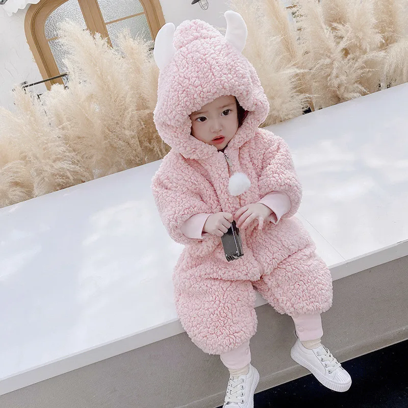 

Baby Girls Padded Jumpsuits Clothes Newborn Photography Romper Children Autumn and Winter Casual Cartoon Polyester Warm Outfits