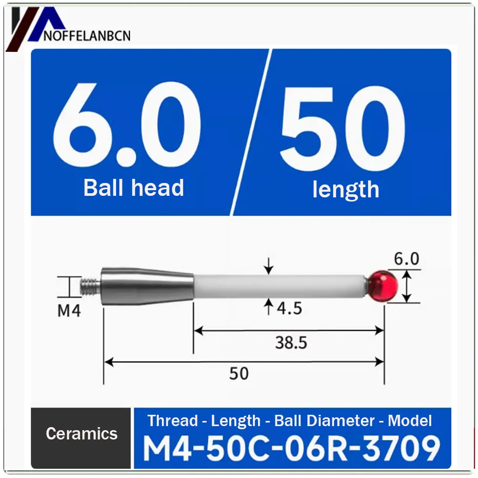 M4 machine tool measuring needle, three-dimensional probe, ceramic probe, ruby measuring ball, online measuring needle