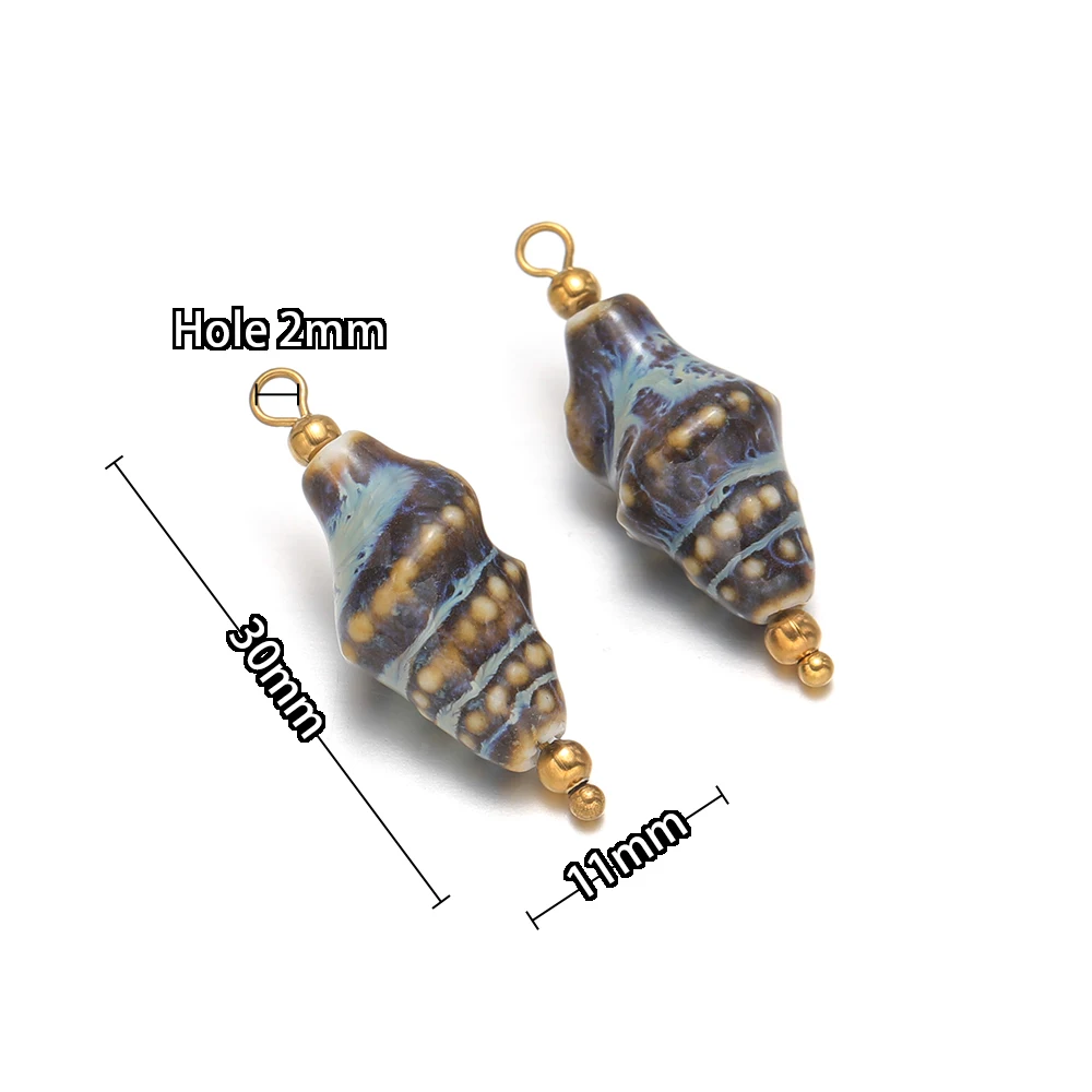 5 Stück Edelstahl-Perlenhaken mit Keramik-Muschel-Anhängern für DIY-Schmuckherstellung von Halsketten, Anhängern, Armbändern und Ohrringen – Detail 3