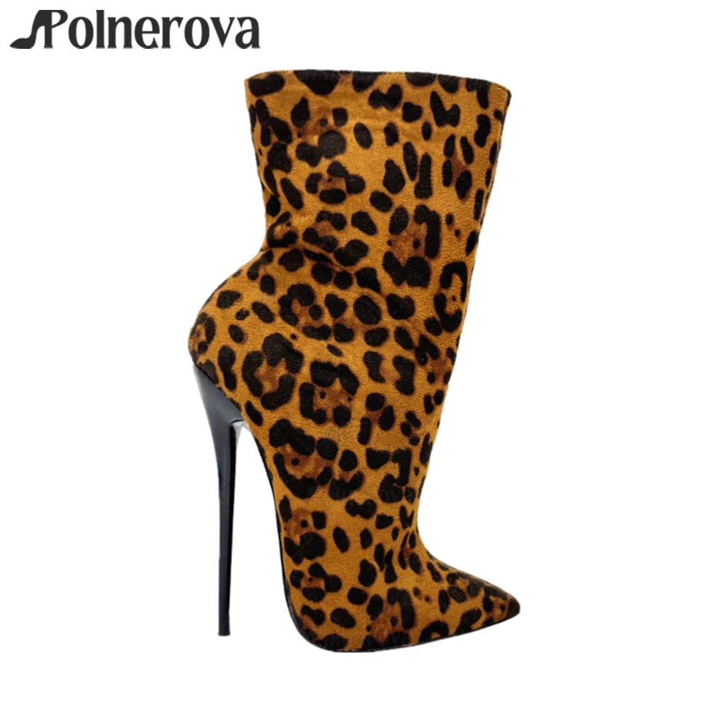 

Black Suede Extreme Stiletto Booties Sexy Pointed Toe 16cm Lacquered Heel Ankle Boots Customizable Multicolor Booties for Women