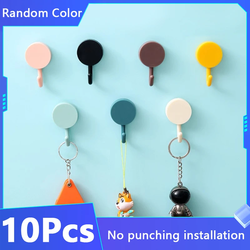 Ganchos pegajosos adoráveis, ganchos criativos para roupas, cozinha, banheiro, parede, sem perfuração, instalação, armazenamento doméstico, ganchos