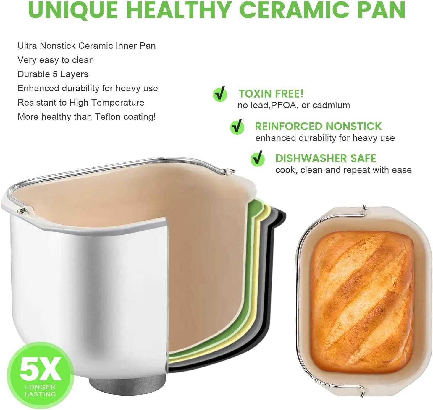 Macchina per il pane più grande con doppi riscaldatori, macchina per il pane 17 in 1 con padella in ceramica pressofusa e distributore automatico di frutta, macchia completa